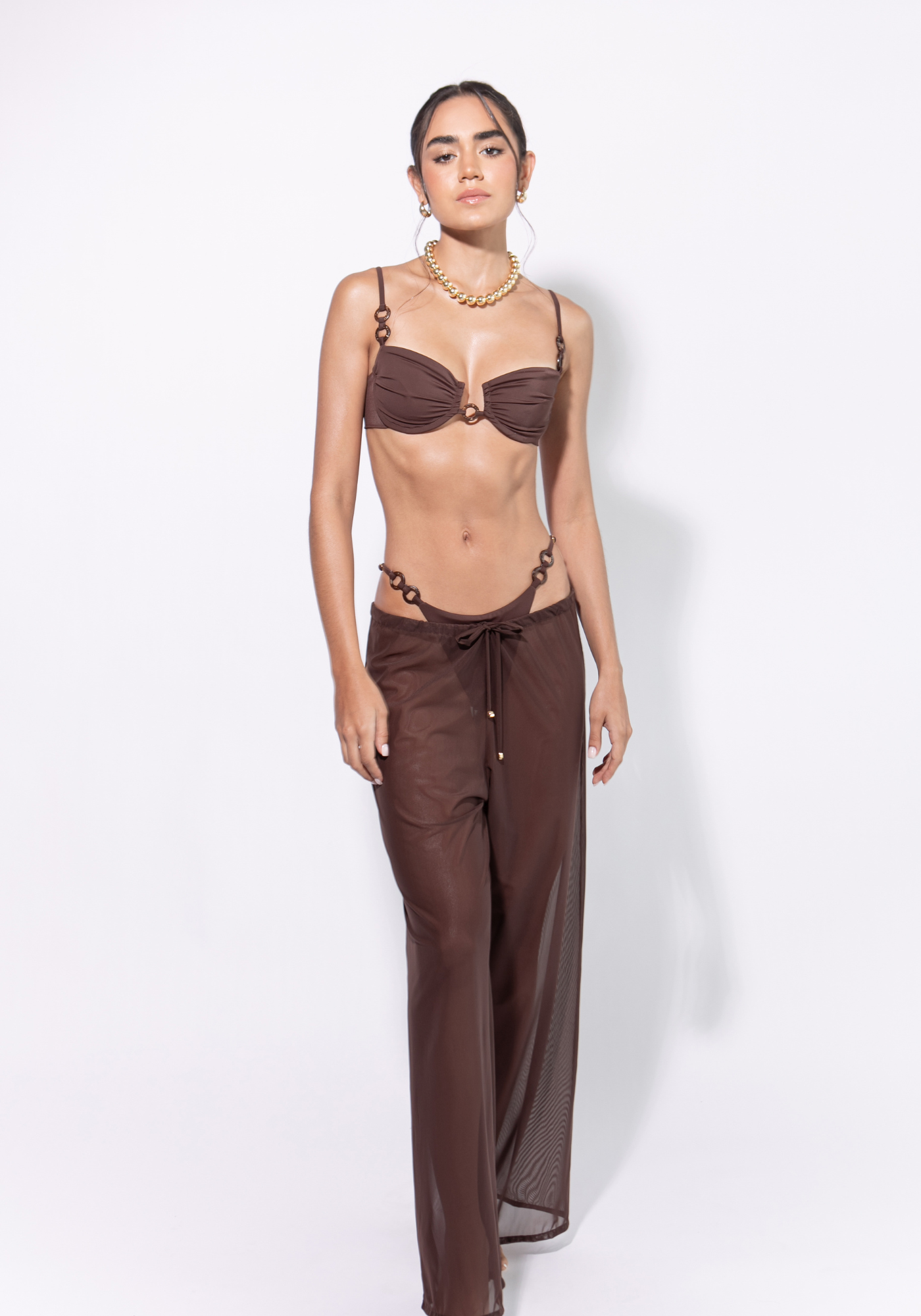 BROWN MESH PANT